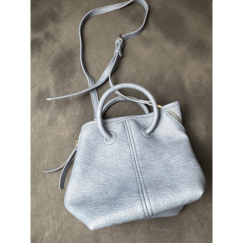 Anthropologie Silver Mini Leather Satchel